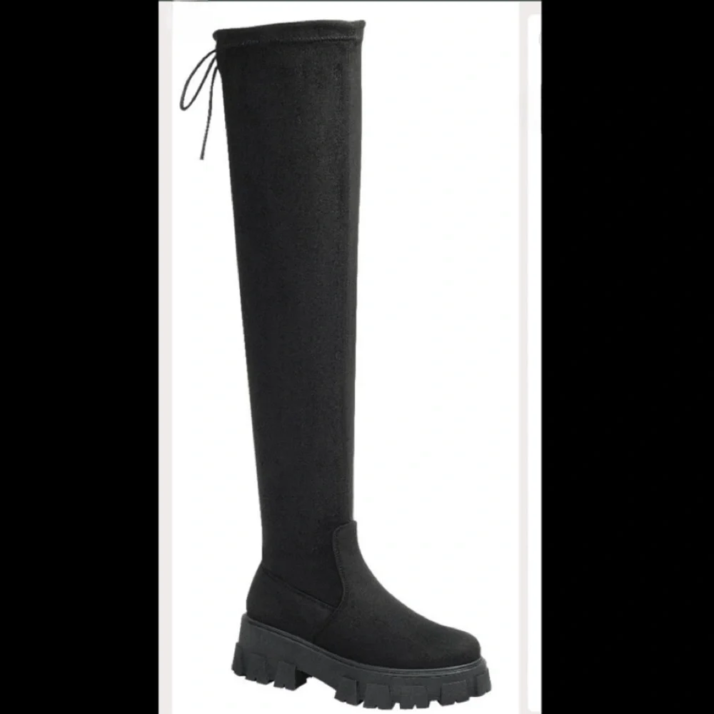 Black Over knee Platform Chunky Heel Boots